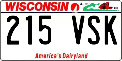 WI license plate 215VSK
