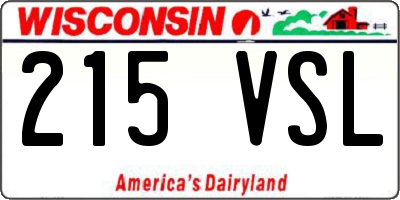 WI license plate 215VSL