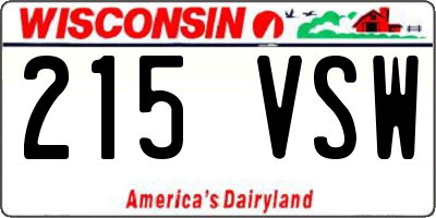 WI license plate 215VSW