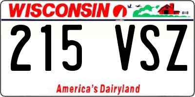 WI license plate 215VSZ