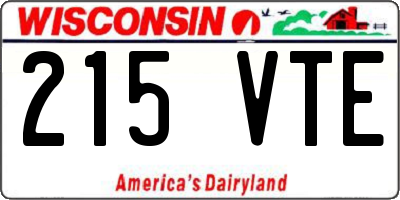 WI license plate 215VTE