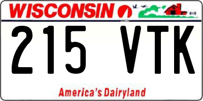 WI license plate 215VTK
