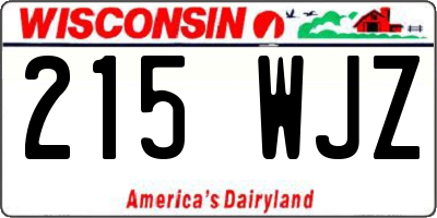 WI license plate 215WJZ