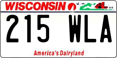 WI license plate 215WLA