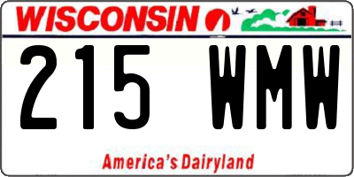 WI license plate 215WMW