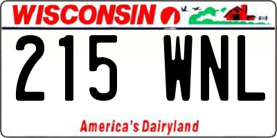 WI license plate 215WNL