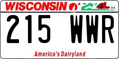 WI license plate 215WWR