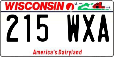WI license plate 215WXA