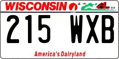 WI license plate 215WXB