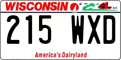 WI license plate 215WXD