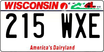 WI license plate 215WXE