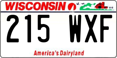 WI license plate 215WXF