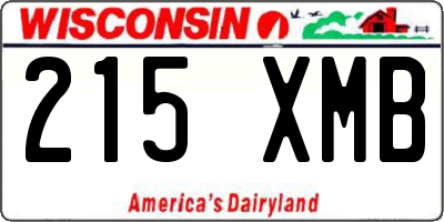 WI license plate 215XMB