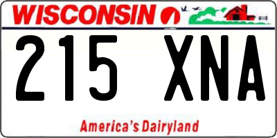 WI license plate 215XNA