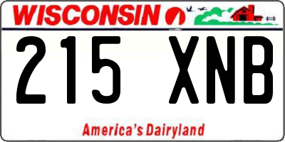 WI license plate 215XNB