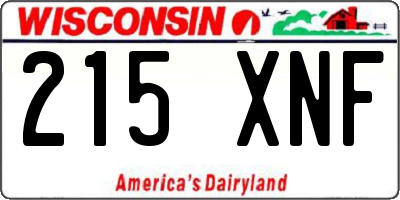WI license plate 215XNF