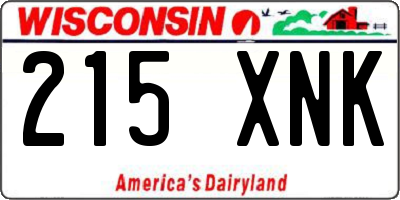 WI license plate 215XNK