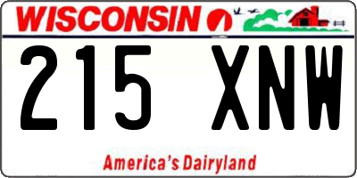 WI license plate 215XNW