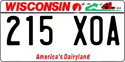 WI license plate 215XOA