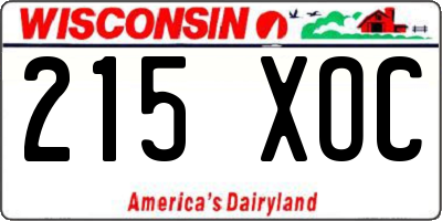WI license plate 215XOC