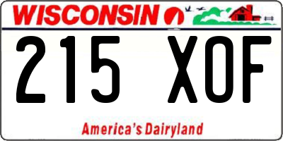 WI license plate 215XOF