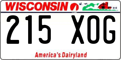 WI license plate 215XOG