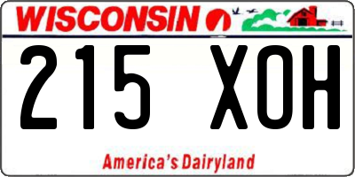 WI license plate 215XOH