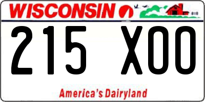 WI license plate 215XOO