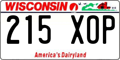WI license plate 215XOP