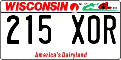 WI license plate 215XOR