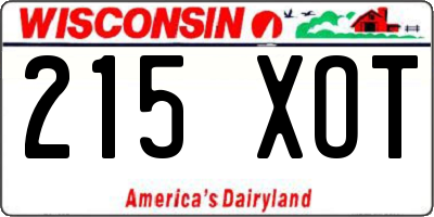 WI license plate 215XOT
