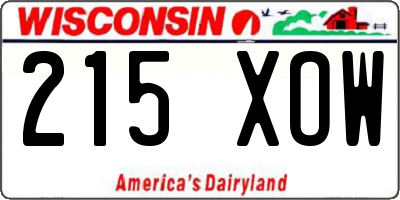 WI license plate 215XOW