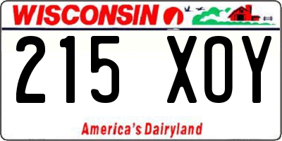 WI license plate 215XOY
