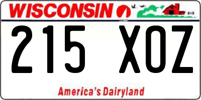 WI license plate 215XOZ