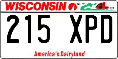 WI license plate 215XPD