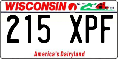 WI license plate 215XPF