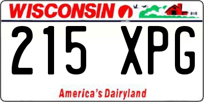 WI license plate 215XPG