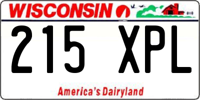 WI license plate 215XPL