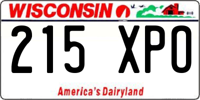 WI license plate 215XPO
