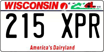 WI license plate 215XPR