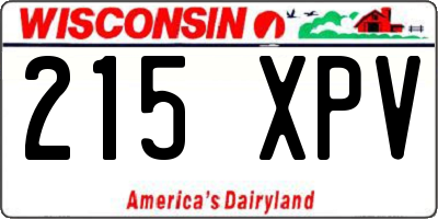 WI license plate 215XPV