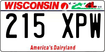 WI license plate 215XPW