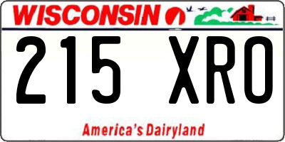 WI license plate 215XRO