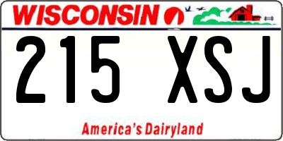 WI license plate 215XSJ