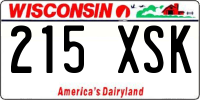 WI license plate 215XSK