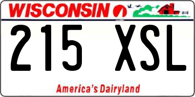 WI license plate 215XSL