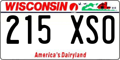 WI license plate 215XSO