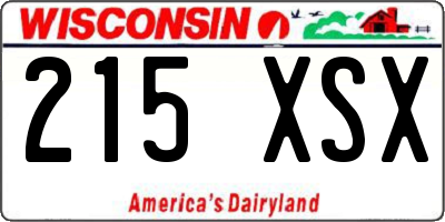 WI license plate 215XSX
