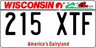 WI license plate 215XTF