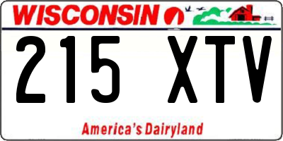 WI license plate 215XTV